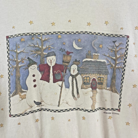 The Unbranded Brand Tops - VTG Christmas T-Shirt Women's XL Snowman Cabin Moon Stars 90s Y2K Grandma Core